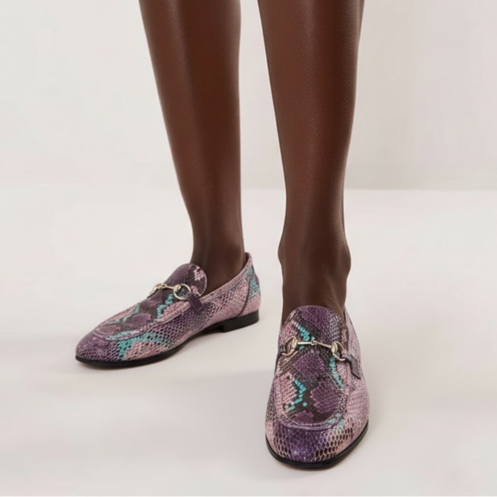 GUCCI JORDAAN SNAKESKIN HORSEBIT LOAFER SLIPPER MOCCASIN SZ. 37